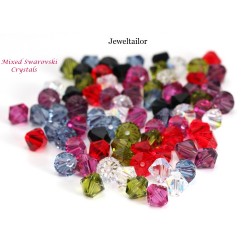 6mm ~ Pack Of 20-60 Hand-Mixed Sparkling Swarovski Crystal (5328) Xilion Bicone Beads ~ May Include Popular Colours Crystal AB, Peridot, Jet, Rose etc